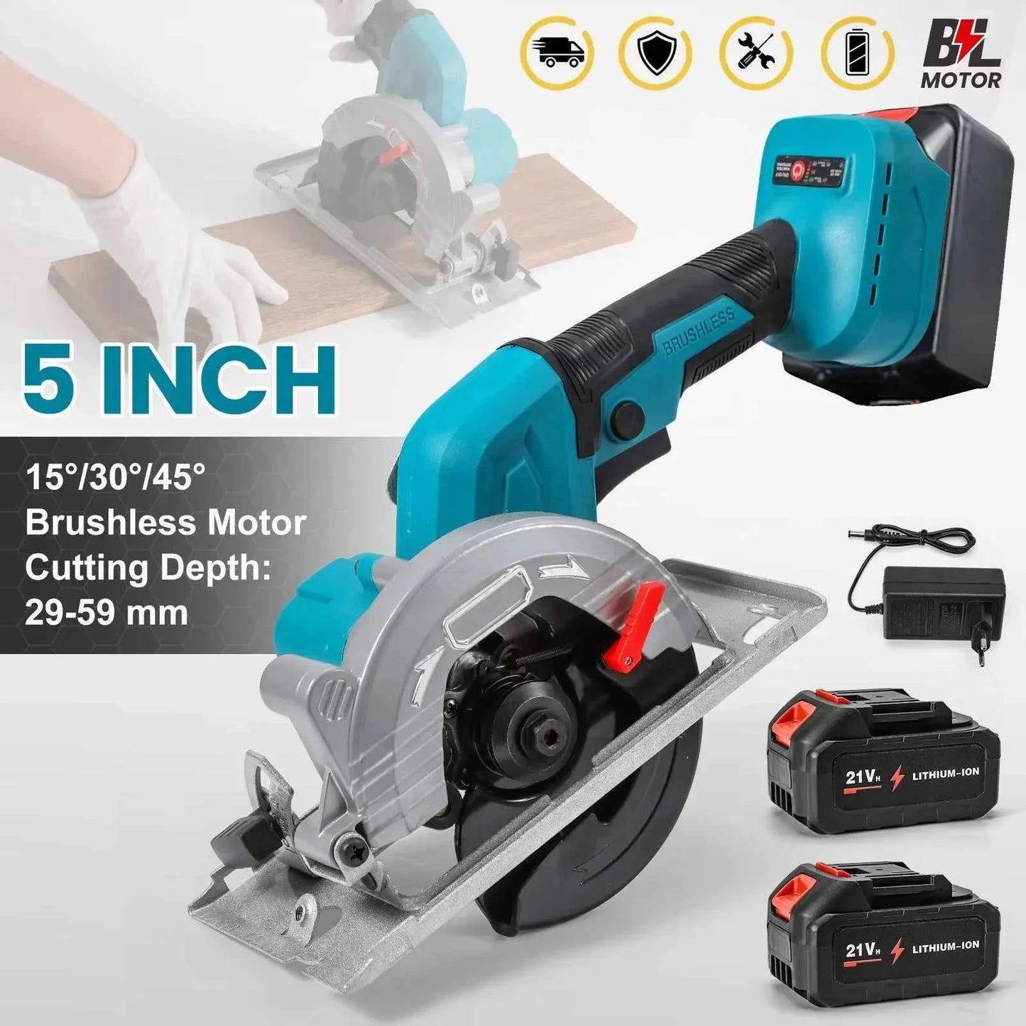 Scie Circulaire sans fil bleue 5 inch