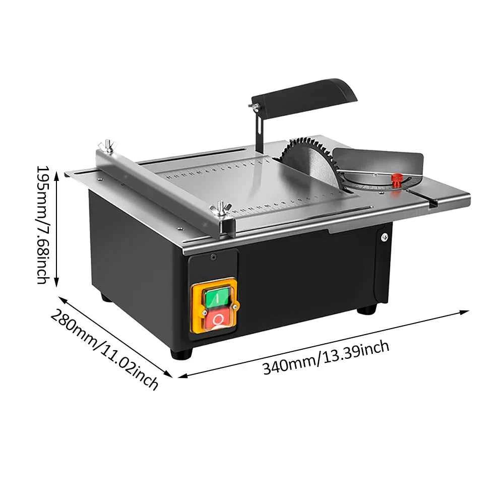 Scie Sur Table électrique noire inox avec guide