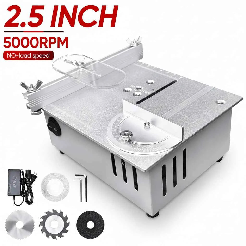 Scie Sur Table mini électrique en métal argenté