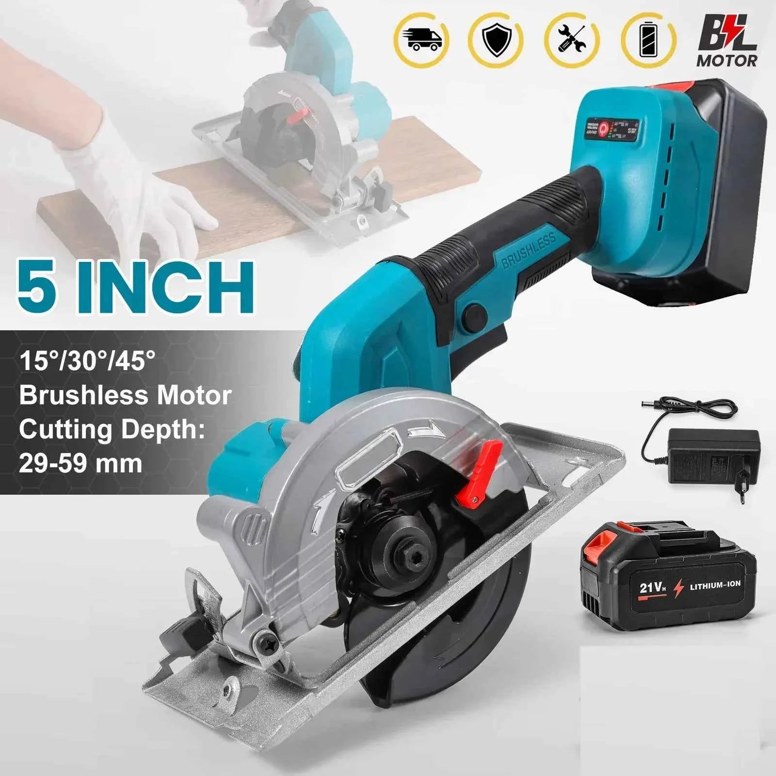 Scie Circulaire sans fil bleue 5 inch