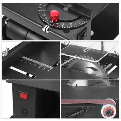 Scie Sur Table mini électrique noire avec bande rouge