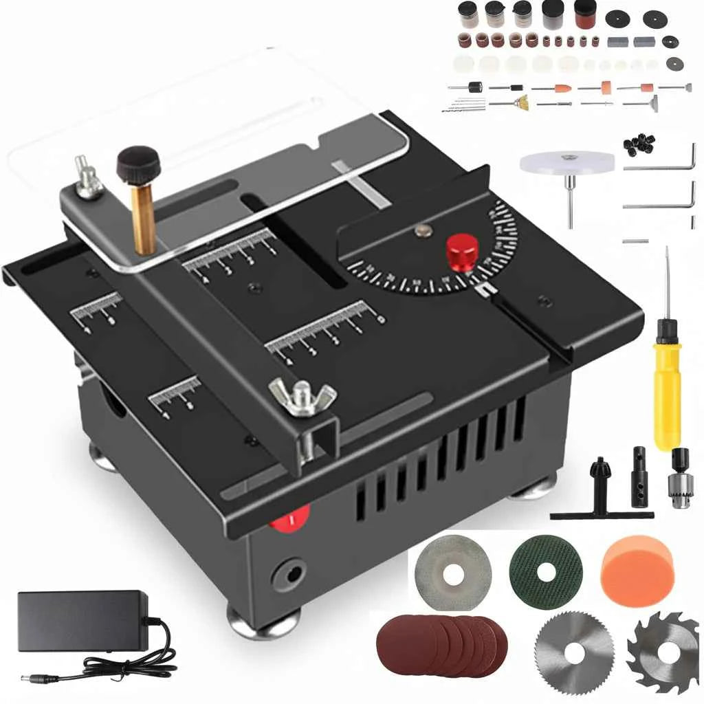 Scie Sur Table mini électrique noire avec guide rouge