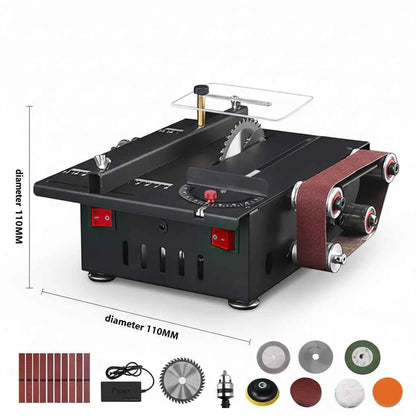 Scie Sur Table mini électrique noire avec bande rouge