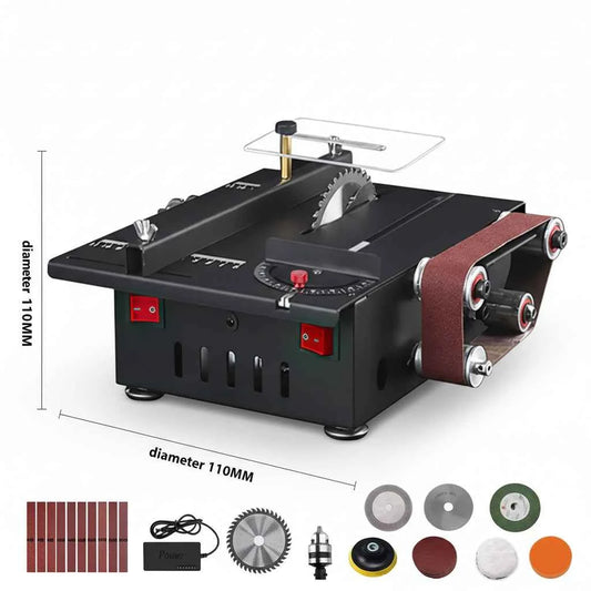 Scie Sur Table mini électrique noire avec bande rouge