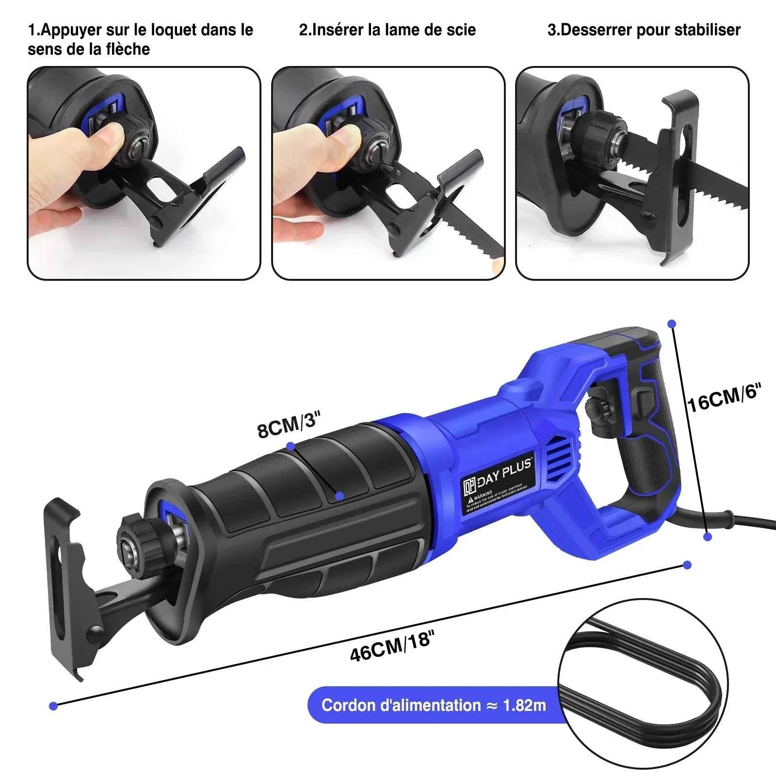Scie Sabre électrique bleue et noire portative