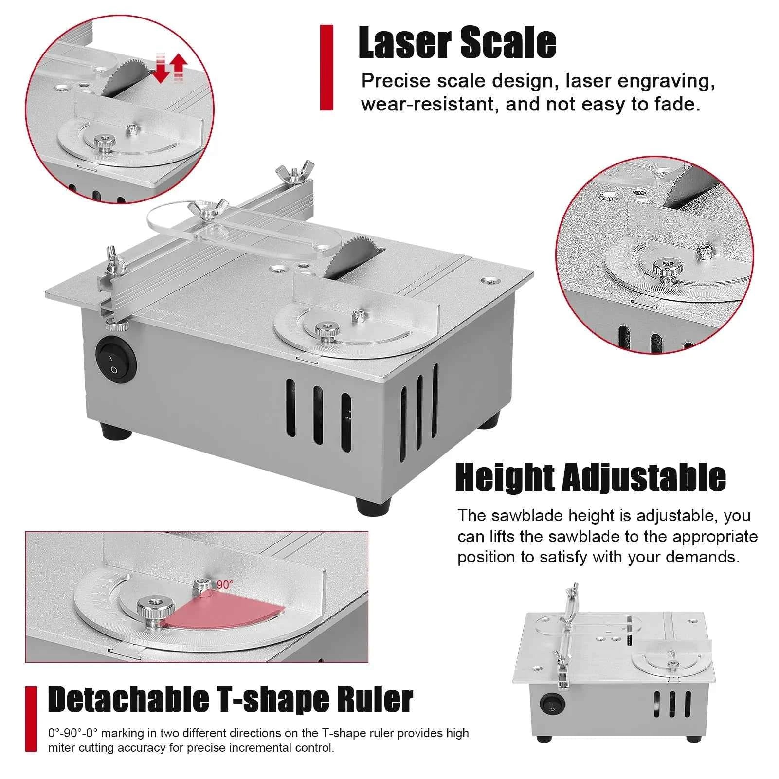Scie Sur Table électrique mini argentée avec guide