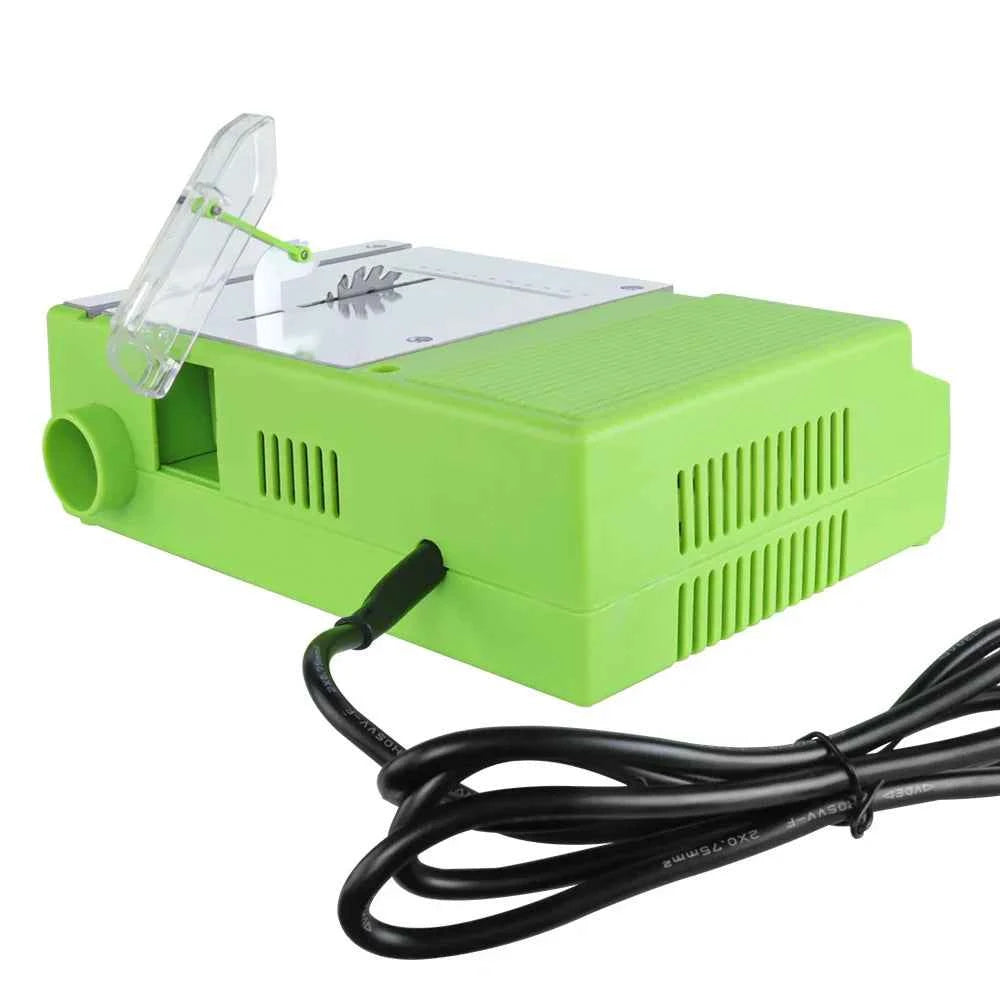 Scie Sur Table mini électrique verte avec capot transparent