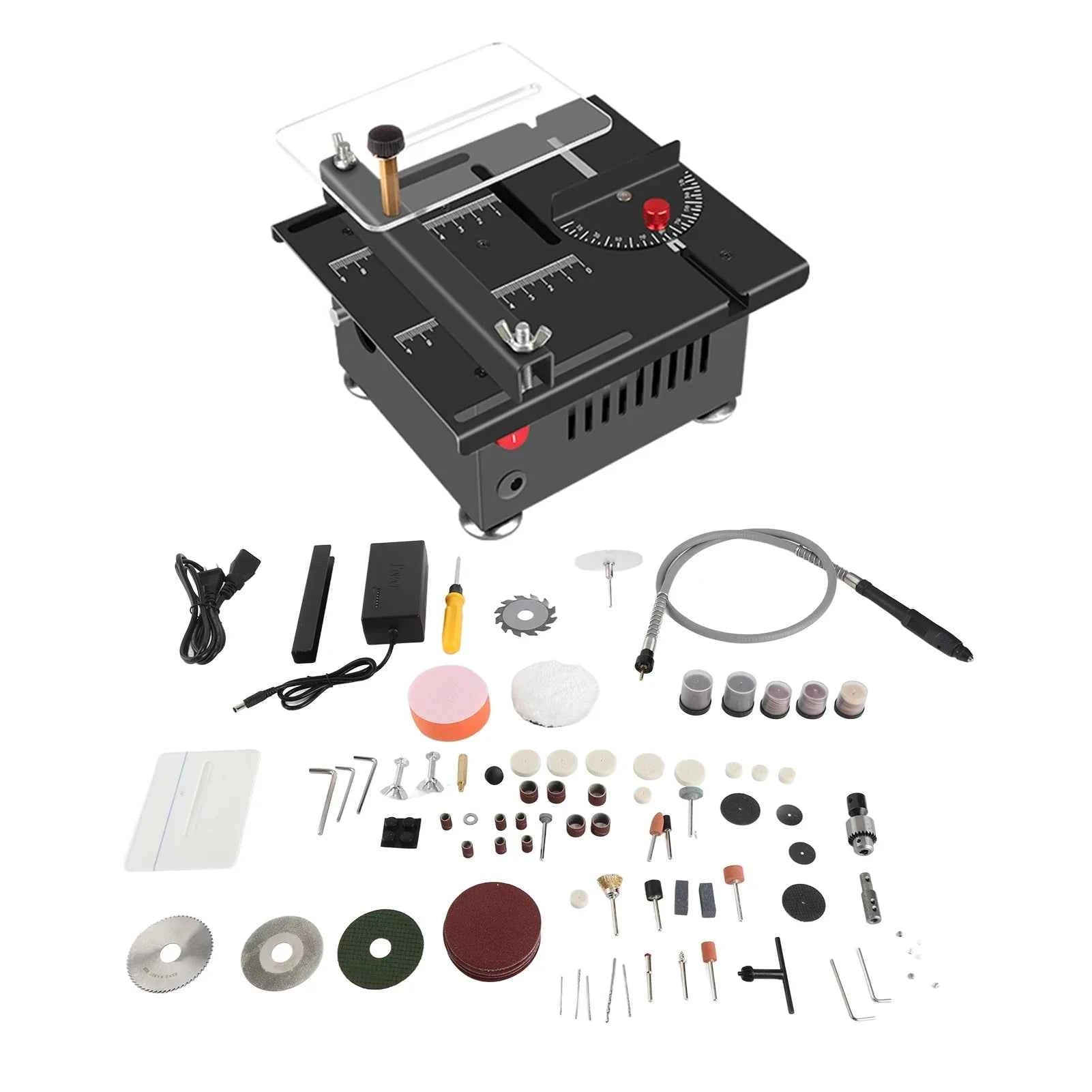 Scie Sur Table mini électrique noire avec guide rouge