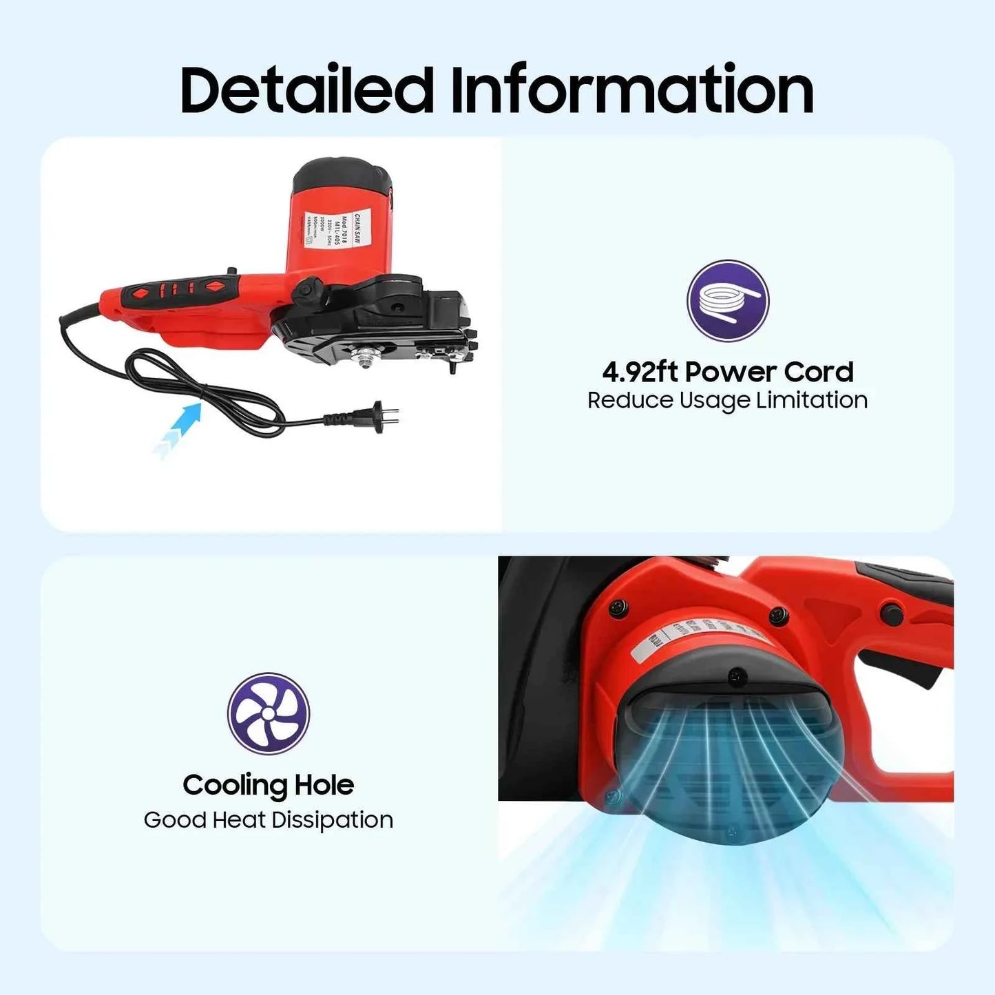 Scie À Chaîne électrique rouge et noire portative