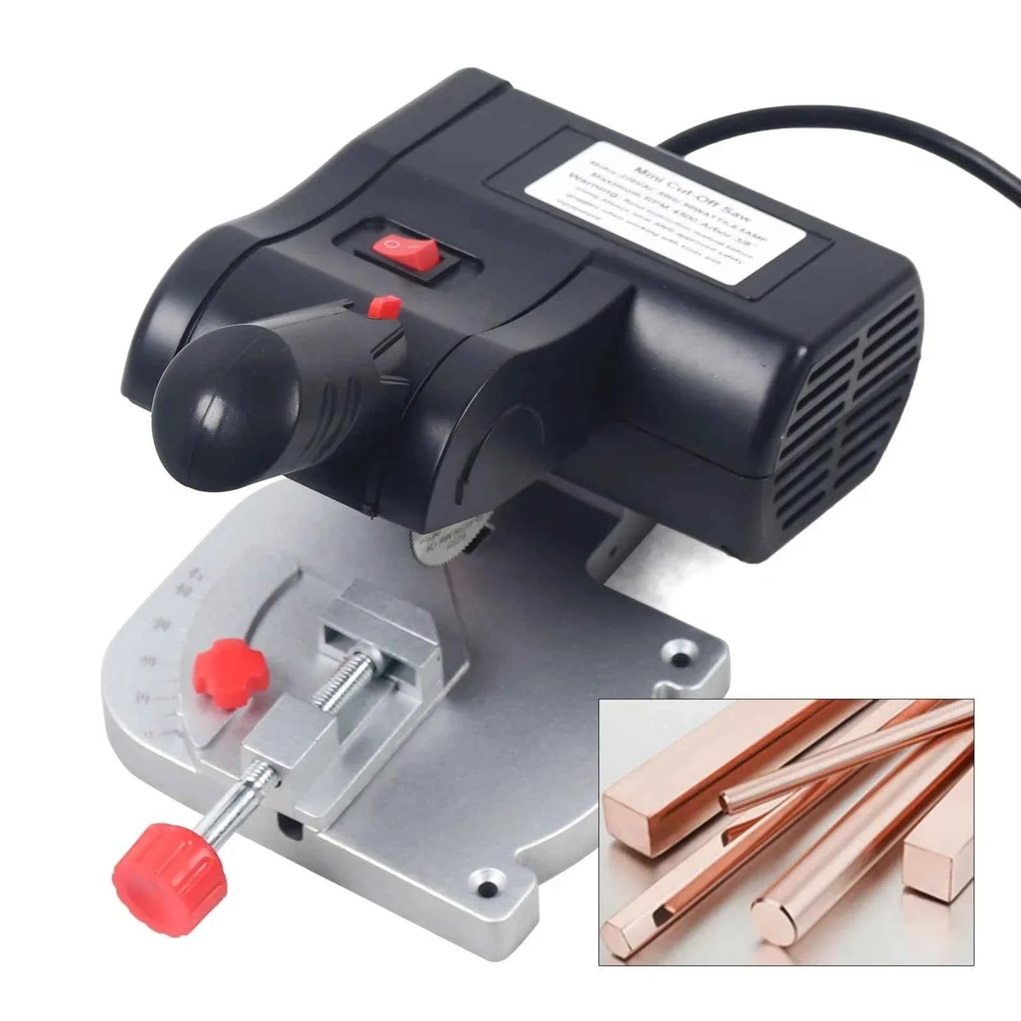 Scie Sur Table électrique mini avec base grise rouge