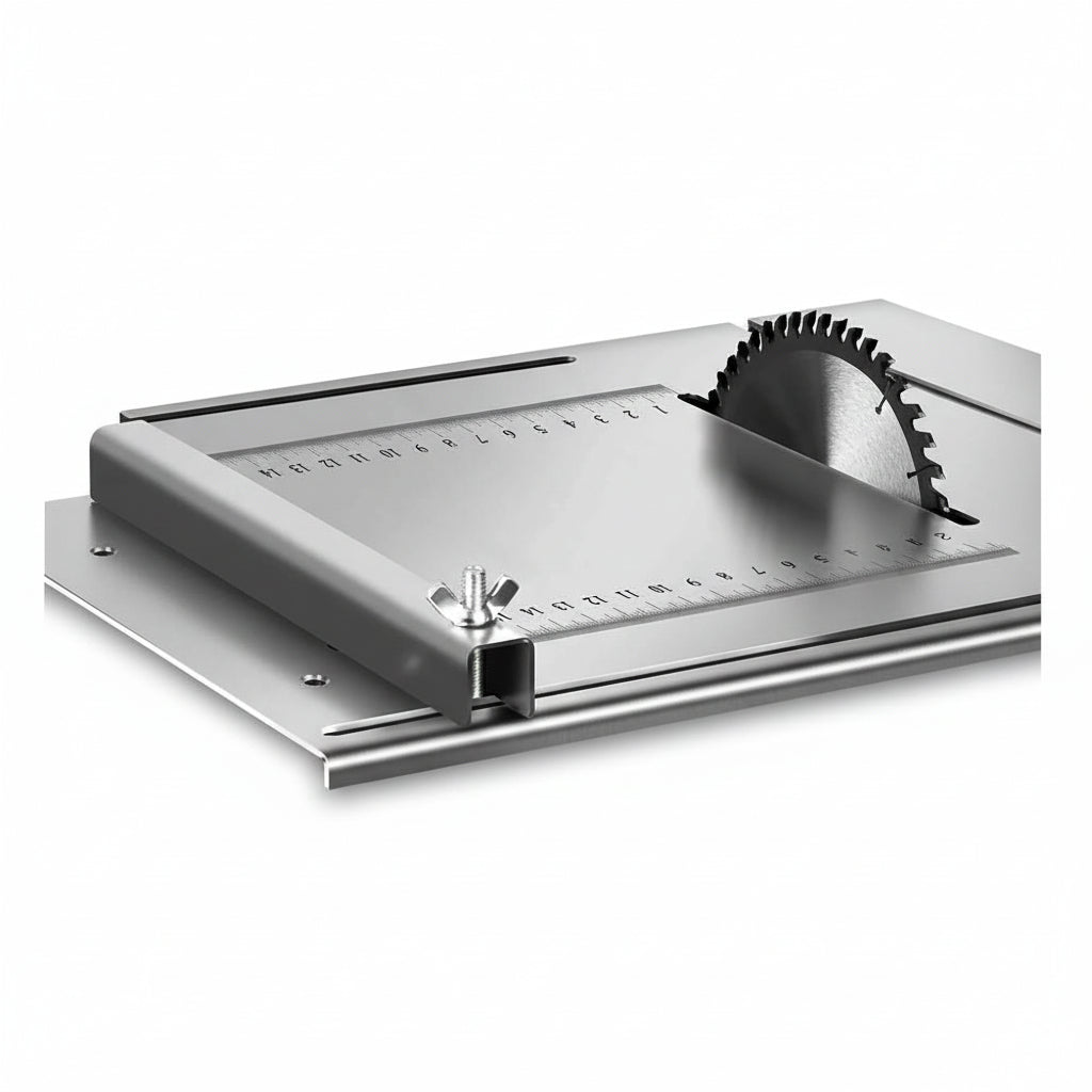 Scie Sur Table électrique noire inox avec guide