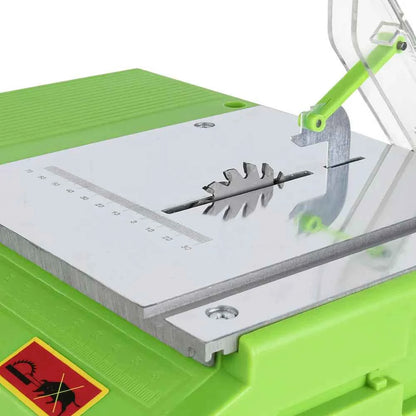 Scie Sur Table mini électrique verte avec capot transparent