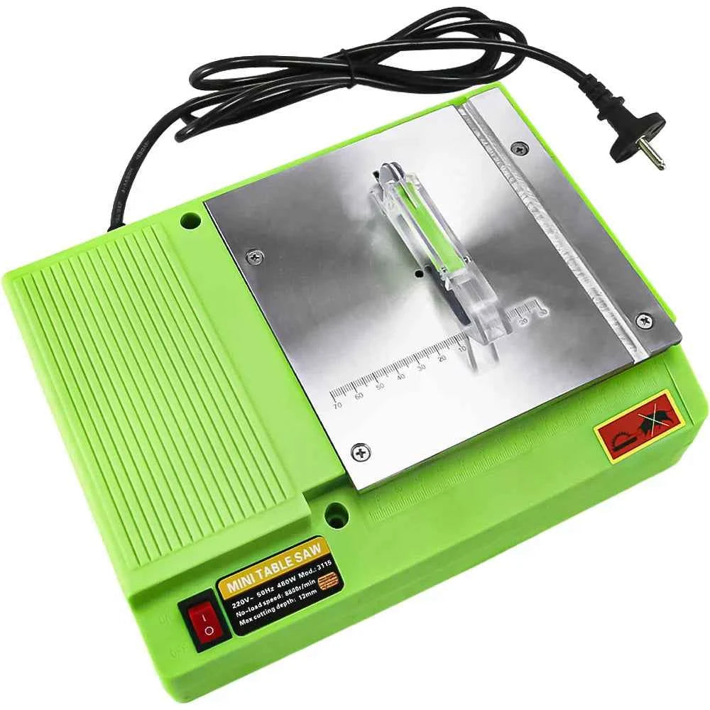 Scie Sur Table électrique mini verte avec capot transparent