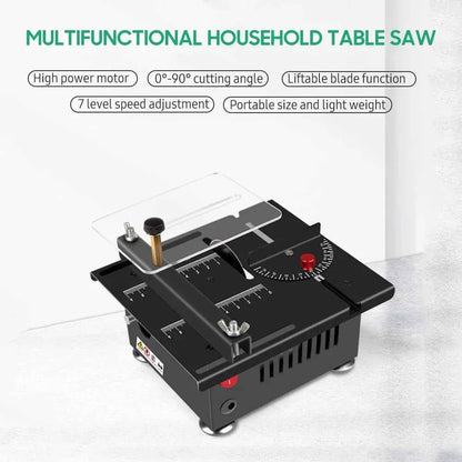 Scie Sur Table mini électrique noire avec guide rouge