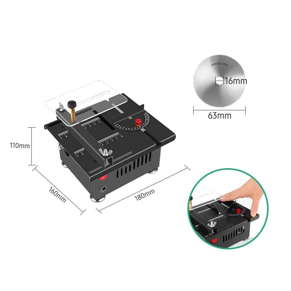 Scie Sur Table mini électrique noire avec guide rouge