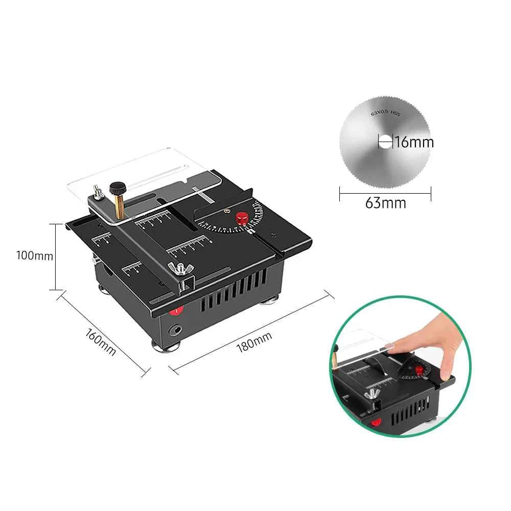 Scie Sur Table mini électrique noire avec guide rouge