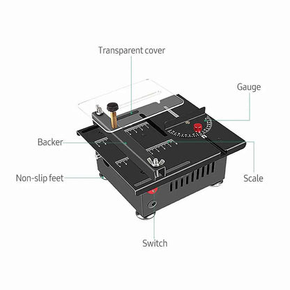 Scie Sur Table mini électrique noire avec guide rouge