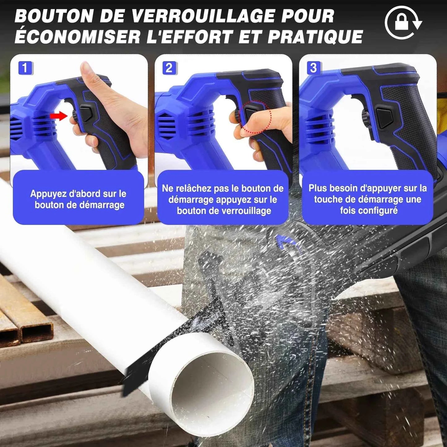 Scie Sabre électrique bleue et noire portative