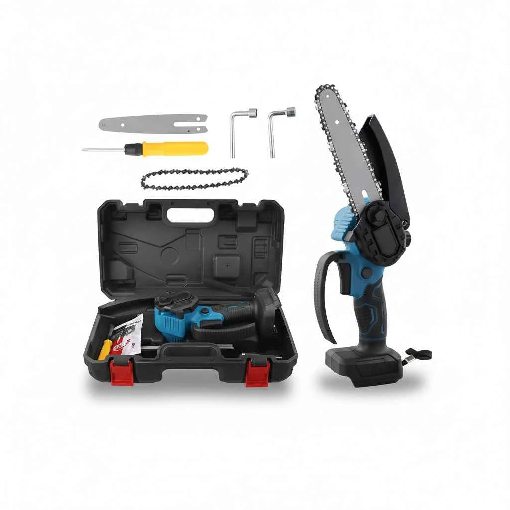 Scie À Chaîne sans fil mini bleue avec valise