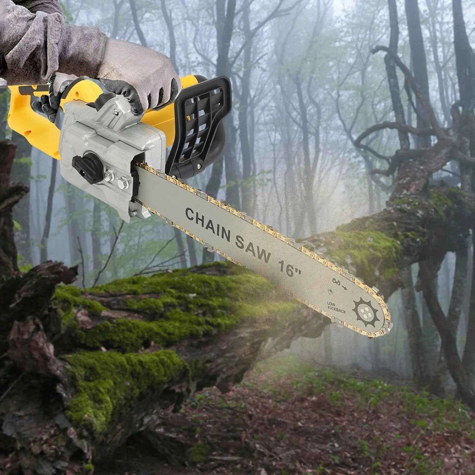 Scie À Chaîne électrique portative jaune noire 16 pouces