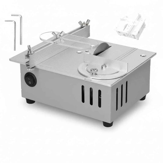 Scie Sur Table électrique mini argentée avec guide