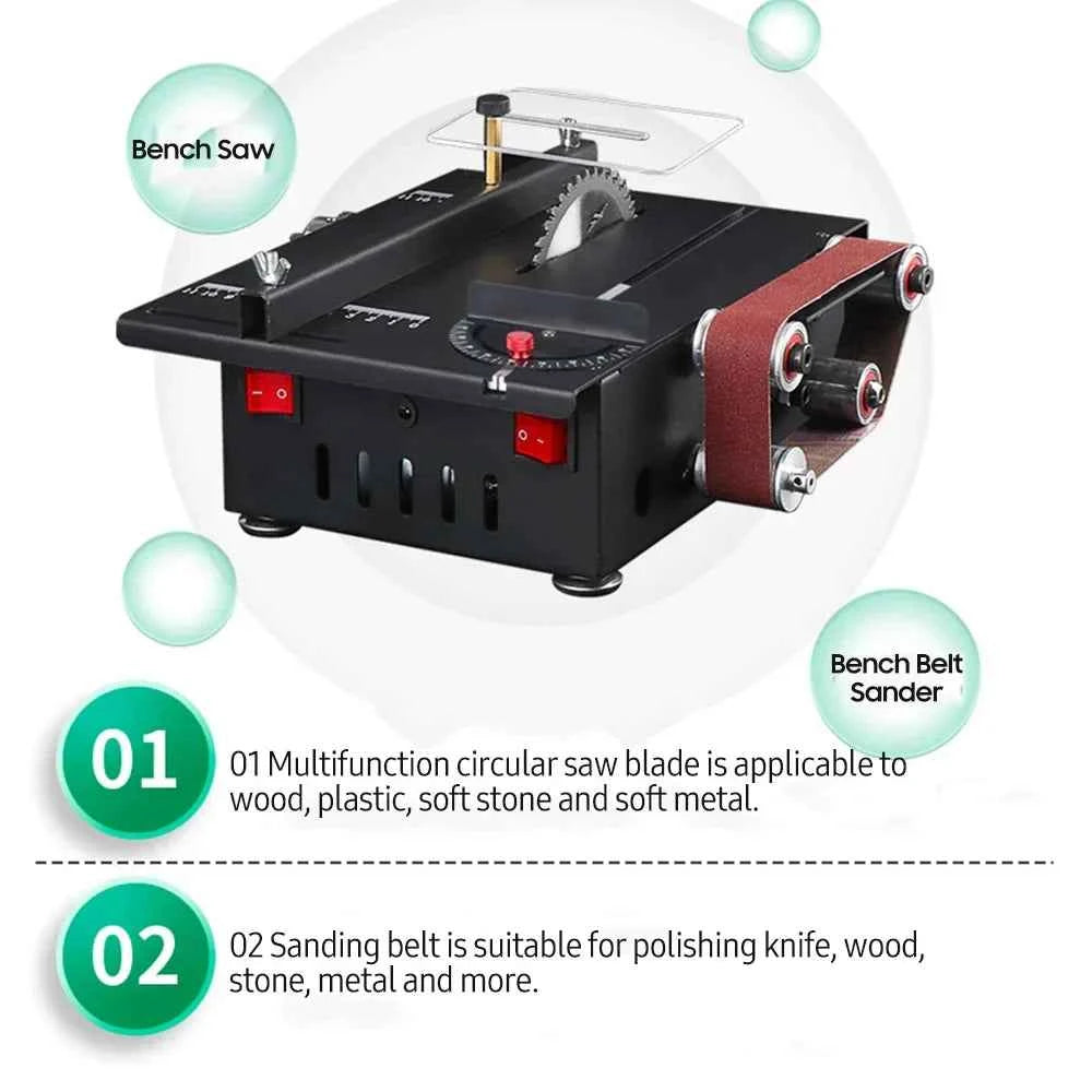 Scie Sur Table mini électrique noire avec bande rouge