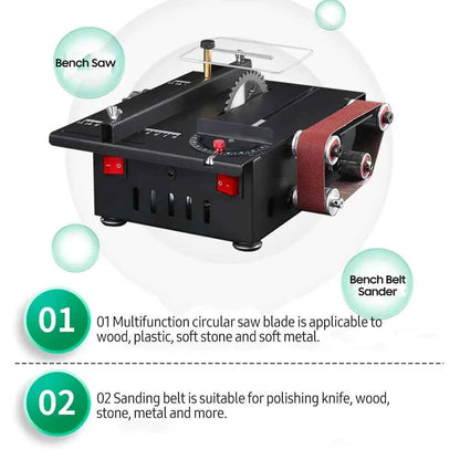 Scie Sur Table mini électrique noire avec bande rouge