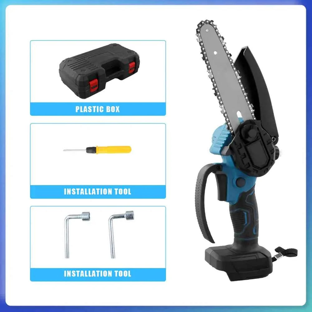 Scie À Chaîne sans fil mini bleue avec valise