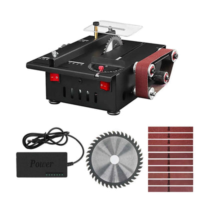 Scie Sur Table mini électrique noire avec bande rouge