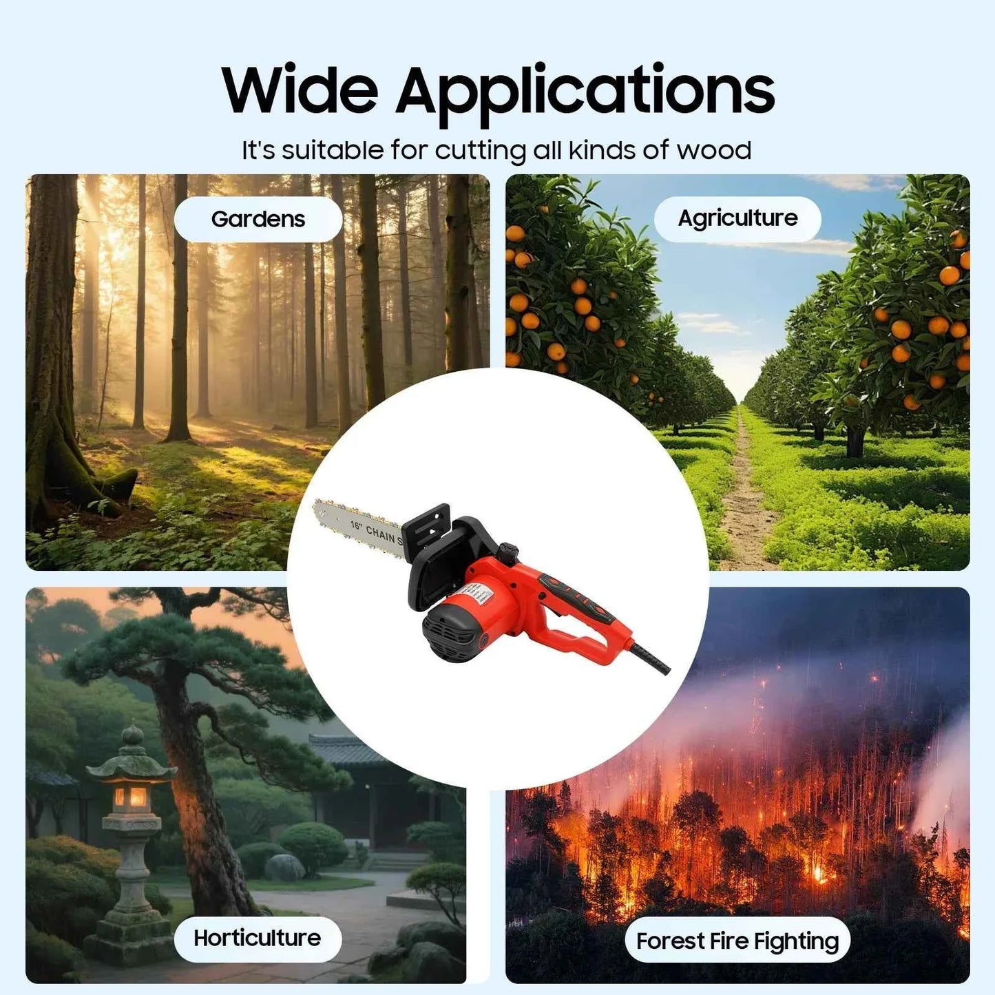 Scie À Chaîne électrique rouge et noire portative
