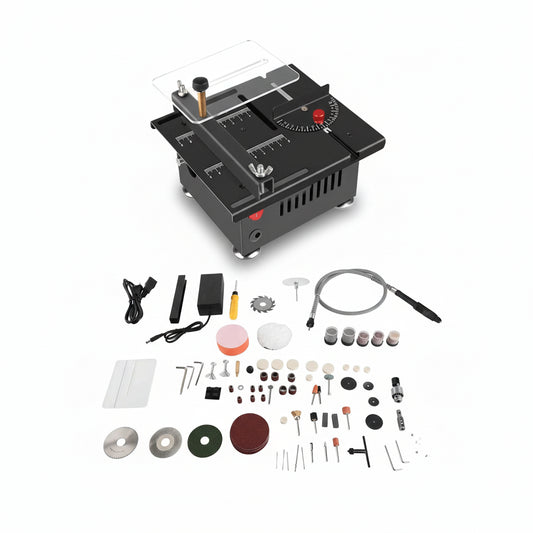 Scie Sur Table mini électrique noire avec guide rouge
