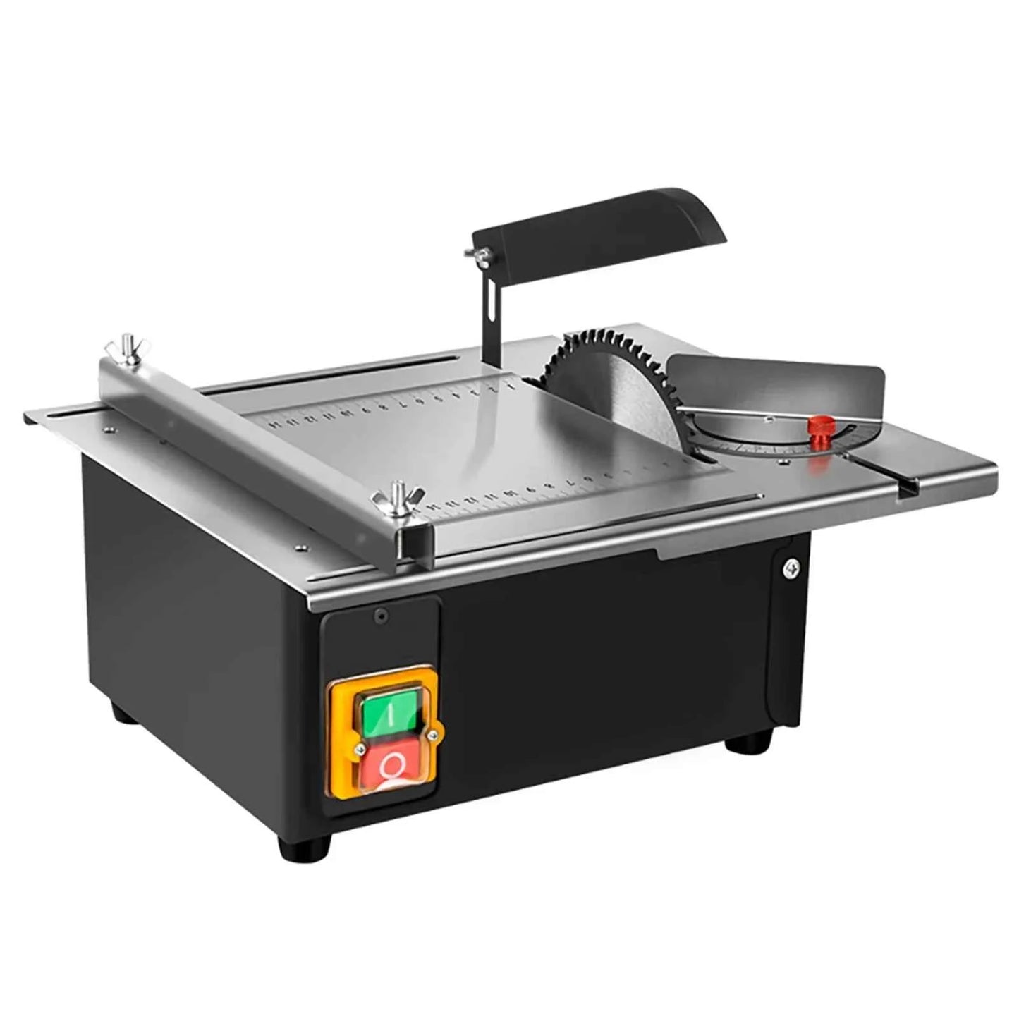Scie Sur Table électrique noire inox avec guide