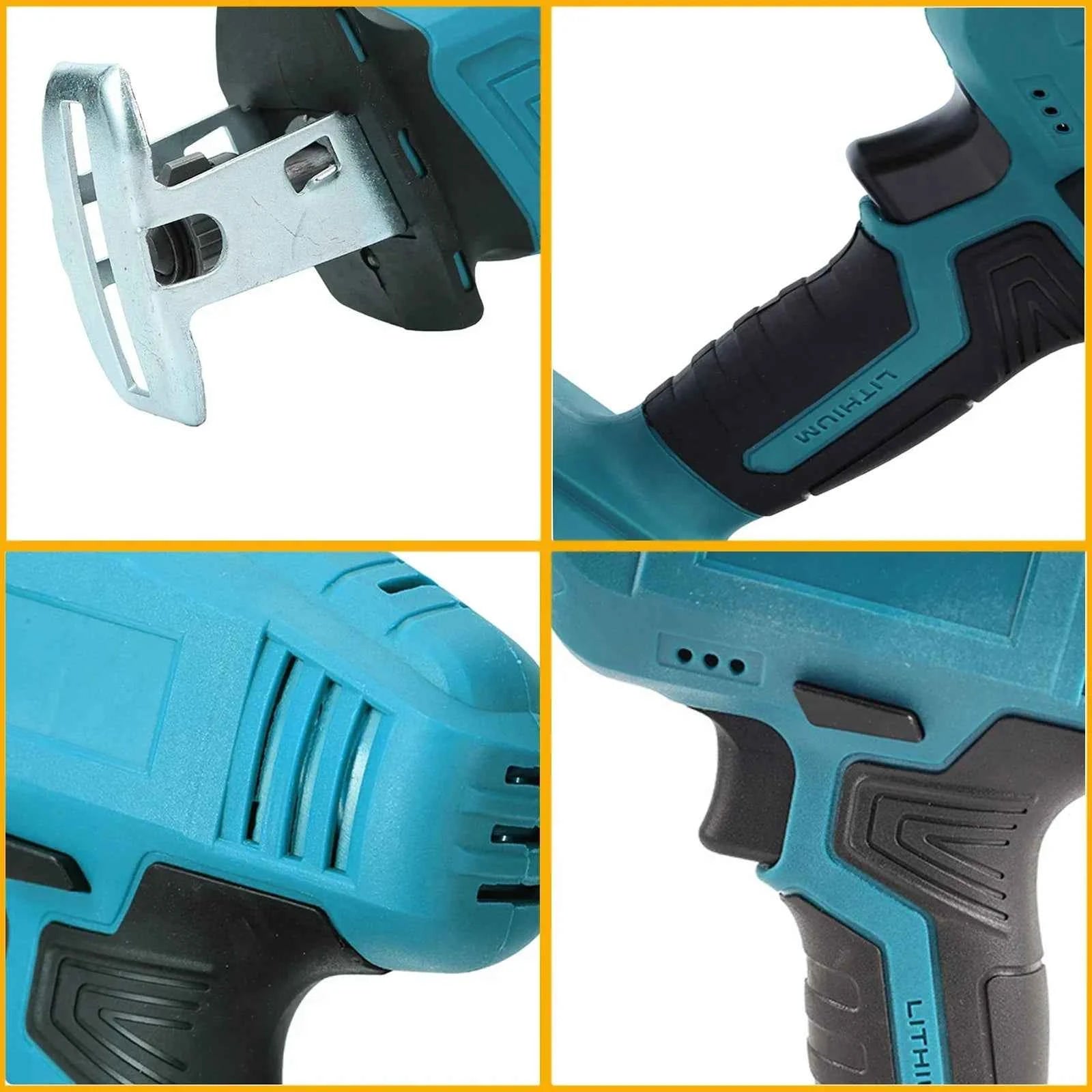 Scie Sabre sans fil bleue avec coffret et lames