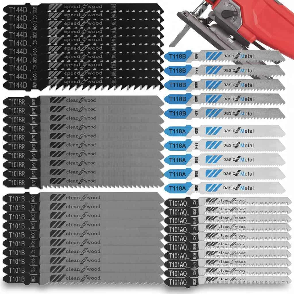 Lame De Scie Sauteuse noires et bleues pour bois métal