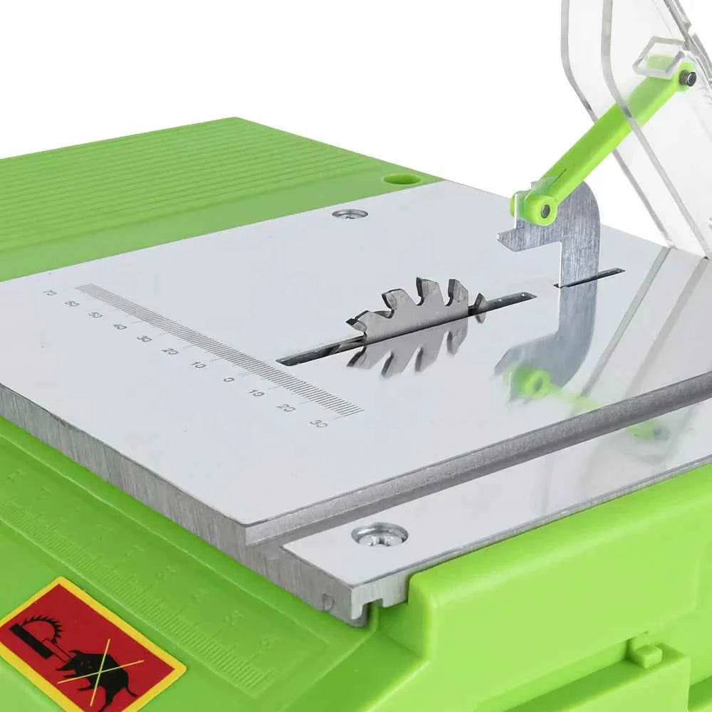 Scie Sur Table électrique mini verte avec capot transparent