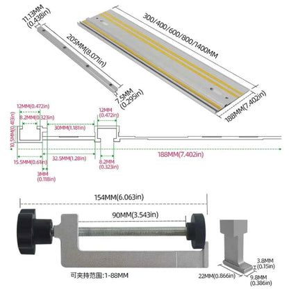 Guide De Scie à bois rails aluminium jaune